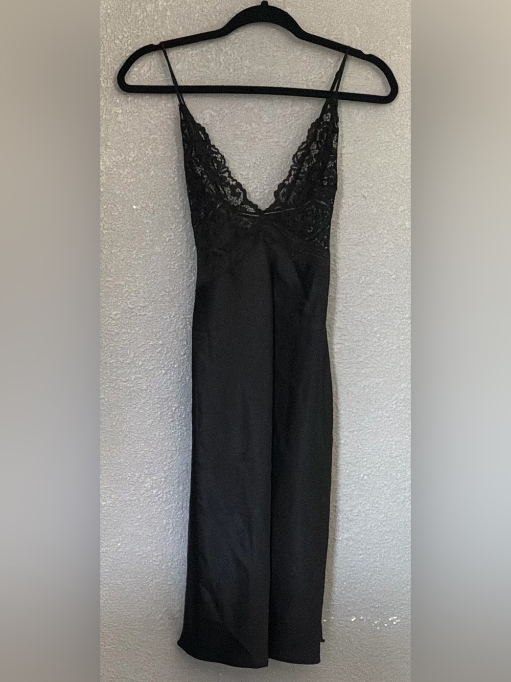 Victoria's Secret Black Lace-Trim Slip Chemise